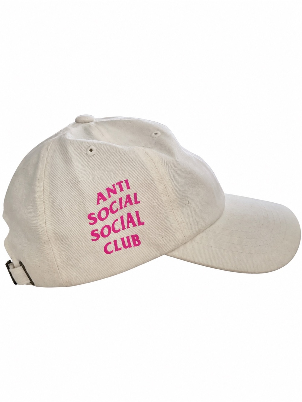 Anti Social Social Club "Weird Cap" in White w/ Hot Pink text